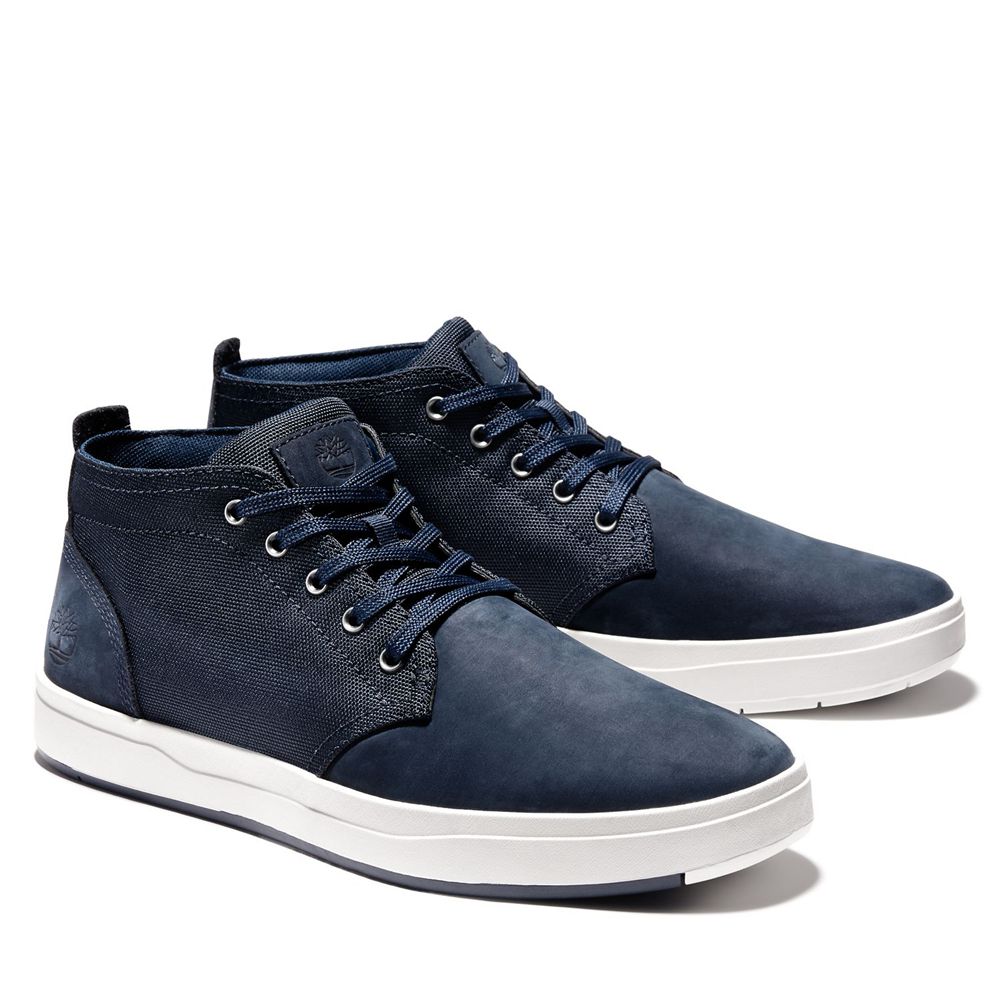 Timberland Mens Chukka Boots Davis Square Mixed-Media - Navy - India OC5980742